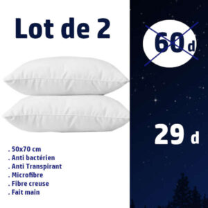 lot de 2 oreillers douceur meilleur prix en Tunisie